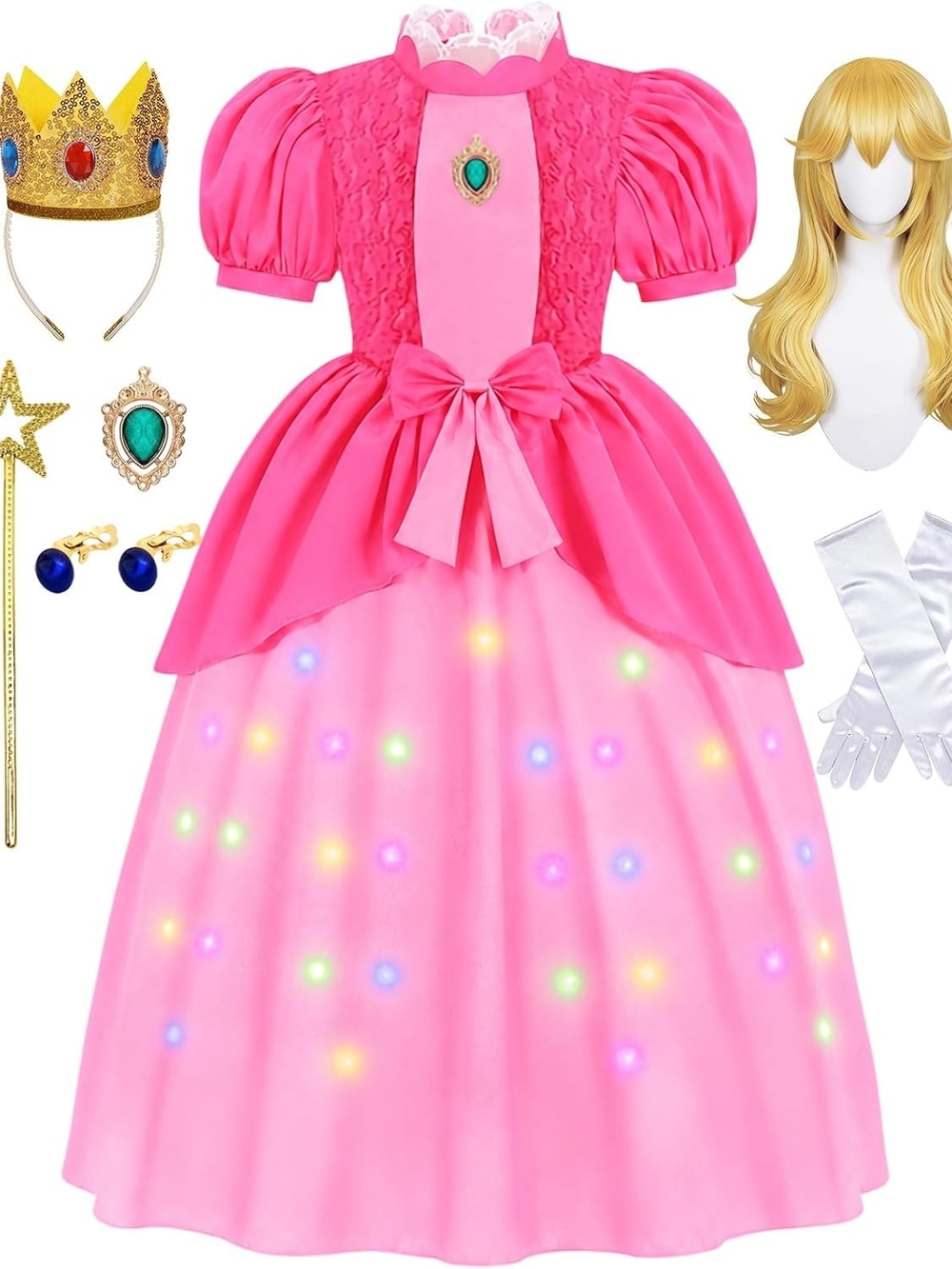 Princess Peach Light-Up Kids Costume Dress with Accessories